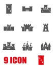 Vector grey castle icon set