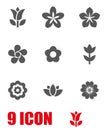 Vector grey flowers icon set