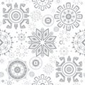 Vector grey folk circles seamless pattern