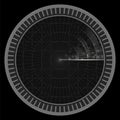 Vector grey radar screen. Display panel. Navy scanner. Military detect monitor. Electronic digital sonar