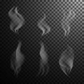 Vector grey realistic smoke on black transparent background