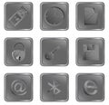 Vector grey square web buttons set 3