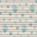 Vector grey textured stripes tropical leaves seamless pattern background Royalty Free Stock Photo