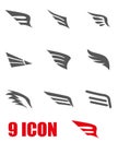 Vector grey wing icon set Royalty Free Stock Photo