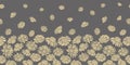 Vector grey yellow daisies border seamless pattern