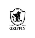 Vector griffin logo template. Luxury crest monogram. Graceful vintage animal symbol illustration used for hote card etc. Royalty Free Stock Photo