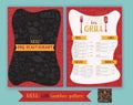 Vector Grill barbeque restaurant flyer, menu design. Vector template with hand-drawn graphic and seamless bbq pattern