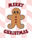 Vector groovy cookie with merry Christmas text