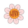 Vector groovy flower with love text