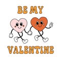 Vector groovy hearts with be my Valentine text