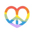 Vector groovy lgbt rainbow flag heart peace sign Royalty Free Stock Photo