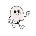 Vector groovy retro cartoon ghost