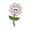 Vector groovy retro flower with skull