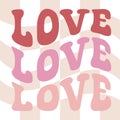 Vector groovy retro love lettering