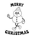 Vector groovy snowman with merry Christmas text