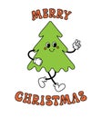 Vector groovy tree with merry Christmas text