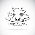 Vector group of animal farm label., Cow, pig, chicken. Logo.