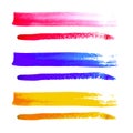 Vector group of colorful brush strokes on white background.