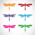 Vector group of colorful dragonfly Royalty Free Stock Photo