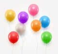 Vector group of colorful flying realistic inflatable balloons