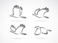Vector group of crow flying on white background. Birds. Animals. Easy editable layered vectors illustration