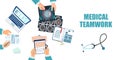 Vector of a group of doctors working as a team on patient diagnosis and treatment Royalty Free Stock Photo
