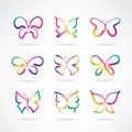 Vector group of hand drawn butterflies on white background. Butterfly icon. Insect. Animal. Easy editable layered vector Royalty Free Stock Photo