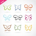 Vector group of hand drawn butterfly on white background. Royalty Free Stock Photo