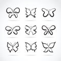Vector group of hand drawn butterfly on white background. Royalty Free Stock Photo
