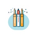 Vector of a group of three pens arranged in a line icon