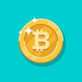 Vector growth bitcoin. On a Bitcoin digital money, cryptocurrency system. Crypto currency golden coin bitcoin symbol Royalty Free Stock Photo