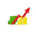 Vector growth icon of dollar money Royalty Free Stock Photo