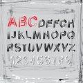 Vector grunge alphabet. Letters and numbers. Royalty Free Stock Photo