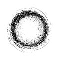 Vector grunge circle, grunge round shape, grunge banner - swirling circle with loose, torn edges in black and white isolated on Royalty Free Stock Photo