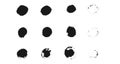 Vector grunge circles buttons. Collection of ink brush freehand elements Royalty Free Stock Photo