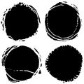 Vector grunge circles. Handmade black round strokes frames. Backgrounds painted by brush. Royalty Free Stock Photo