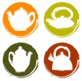 Vector grunge colour logo teapot set.