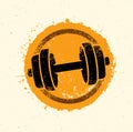 Vector Grunge Dumbbell Icon on Rough Distressed Background