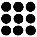 Vector grunge ink brush. Circle border sets icon Royalty Free Stock Photo