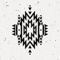 Vector grunge monochrome decorative ethnic pattern. American indian motifs.