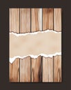 Vector grunge paper on wooden wall Royalty Free Stock Photo