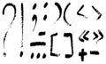 Vector grunge punctuation marks set on white background. Hand drawn illustration