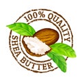 Vector grunge rubber stamp 100 quality shea butter on a white background. Royalty Free Stock Photo