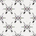 Vector grunge seamless pattern with crossed ethnic arrows and tribal ornament Royalty Free Stock Photo