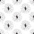 Vector grunge seamless pattern with lightning bolt signs