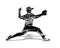 Vector grunge silhouette baseball player Royalty Free Stock Photo