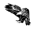 Vector grunge silhouette of flying eagle