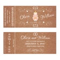 Vector Grunge Ticket for Wedding Invitation with burning candle