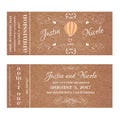 Vector Grunge Ticket for Wedding Invitation with Montgolfier Royalty Free Stock Photo