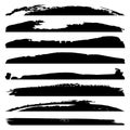 Vector grungy black paint hand made creative brush stroke set isolated on white background. A group of abst